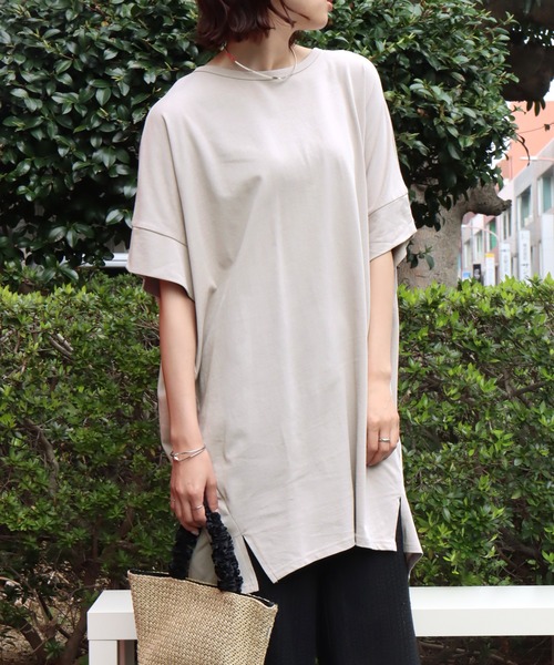 libelle more（リベル モア）の「《接触冷感》40双天竺コクーンワンピース（ワンピース・レディース・ダークベージュ/ブラック/グリーン/チャコールグレー/グレイッシュベージュ/パープル/オリーブ・L/M）」の4枚目の写真