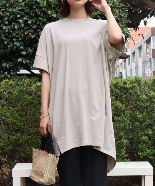 libelle more（リベル モア）の「《接触冷感》40双天竺コクーンワンピース（ワンピース・レディース・ダークベージュ/ブラック/グリーン/チャコールグレー/グレイッシュベージュ/パープル/オリーブ・L/M）」の17枚目の写真