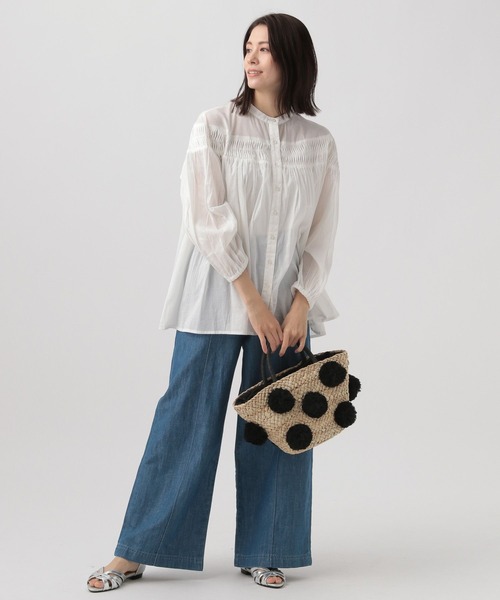 Elura（エルーラ）の「コットンボイルピンタックブラウス/995391（シャツ/ブラウス・レディース・ブラック/オフホワイト・FREE）」の3枚目の写真