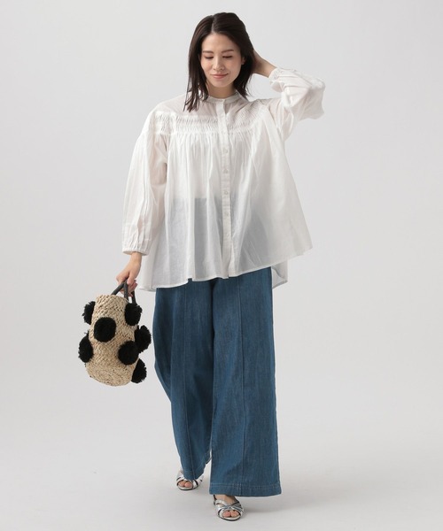 Elura（エルーラ）の「コットンボイルピンタックブラウス/995391（シャツ/ブラウス・レディース・ブラック/オフホワイト・FREE）」の4枚目の写真