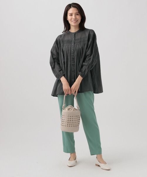 Elura（エルーラ）の「コットンボイルピンタックブラウス/995391（シャツ/ブラウス・レディース・ブラック/オフホワイト・FREE）」の5枚目の写真