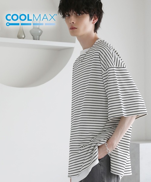ASTRONOMY(アストロノミー)の「コットンミックスCOOLMAX(R)ビッグシルエットTシャツ(Tシャツ/カットソー・メンズ・ライトグレー/ホワイト/チャコール/ブラック/ホワイト系/ブルー・L/M/S/XL)」の2枚目の写真