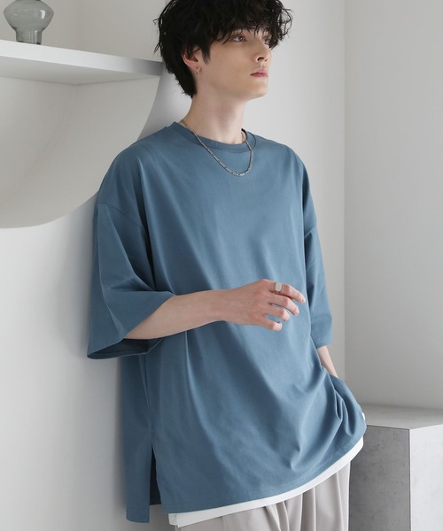 ASTRONOMY(アストロノミー)の「コットンミックスCOOLMAX(R)ビッグシルエットTシャツ(Tシャツ/カットソー・メンズ・ライトグレー/ホワイト/チャコール/ブラック/ホワイト系/ブルー・L/M/S/XL)」の8枚目の写真