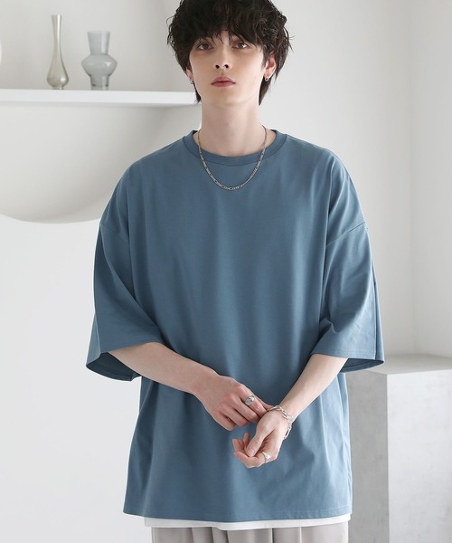 ASTRONOMY(アストロノミー)の「コットンミックスCOOLMAX(R)ビッグシルエットTシャツ(Tシャツ/カットソー・メンズ・ライトグレー/ホワイト/チャコール/ブラック/ホワイト系/ブルー・L/M/S/XL)」の9枚目の写真