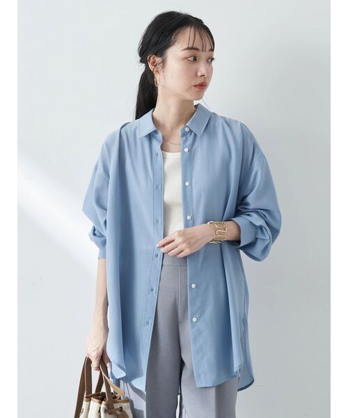 earth music&ecology(アースミュージックアンドエコロジー)の「シアーシャツ(シャツ/ブラウス・レディース・ピンク/ブラック/グレイッシュベージュ/オフホワイト/ブルー・FREE)」の22枚目の写真