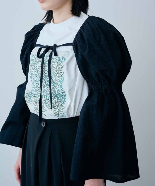 MEDE19F(メデジュウキュウ)の「MEDE19F コットンサッカー素材の袖だけボレロ(カーディガン/ボレロ・レディース・ネイビー/ブラック・LARGE/MEDIUM/XX-LARGE/X-LARGE)」の9枚目の写真