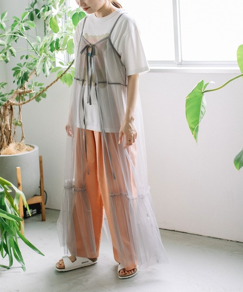 POU DOU DOU（プードゥドゥ）の「チュールティアードワンピース（ワンピース・レディース・グレー/ブラック/ピンク・3）」の2枚目の写真