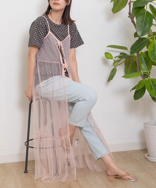 POU DOU DOU（プードゥドゥ）の「チュールティアードワンピース（ワンピース・レディース・グレー/ブラック/ピンク・3）」の3枚目の写真