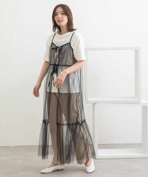 POU DOU DOU（プードゥドゥ）の「チュールティアードワンピース（ワンピース・レディース・グレー/ブラック/ピンク・3）」の5枚目の写真