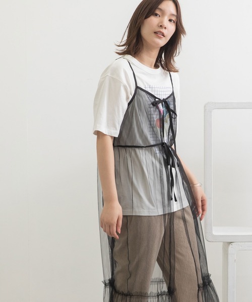 POU DOU DOU（プードゥドゥ）の「チュールティアードワンピース（ワンピース・レディース・グレー/ブラック/ピンク・3）」の8枚目の写真