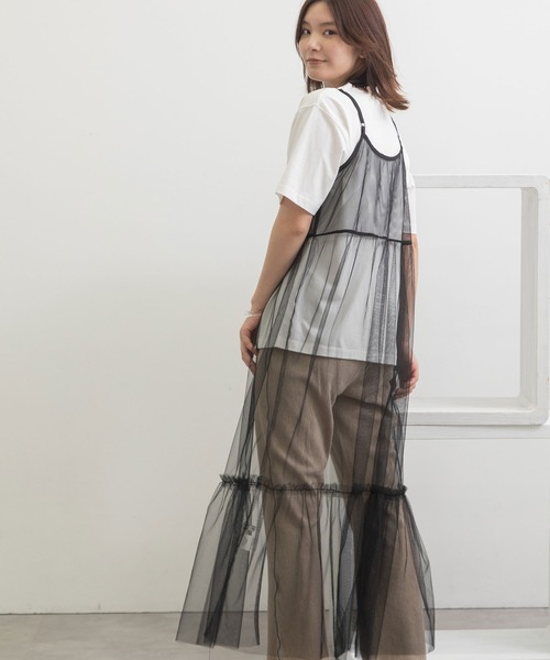 POU DOU DOU（プードゥドゥ）の「チュールティアードワンピース（ワンピース・レディース・グレー/ブラック/ピンク・3）」の9枚目の写真