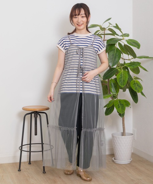 POU DOU DOU（プードゥドゥ）の「チュールティアードワンピース（ワンピース・レディース・グレー/ブラック/ピンク・3）」の16枚目の写真