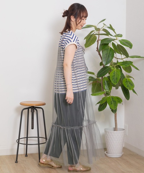 POU DOU DOU（プードゥドゥ）の「チュールティアードワンピース（ワンピース・レディース・グレー/ブラック/ピンク・3）」の20枚目の写真