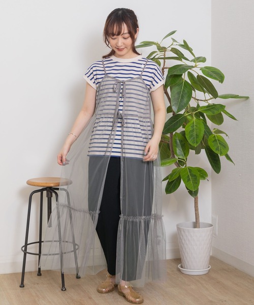 POU DOU DOU（プードゥドゥ）の「チュールティアードワンピース（ワンピース・レディース・グレー/ブラック/ピンク・3）」の21枚目の写真