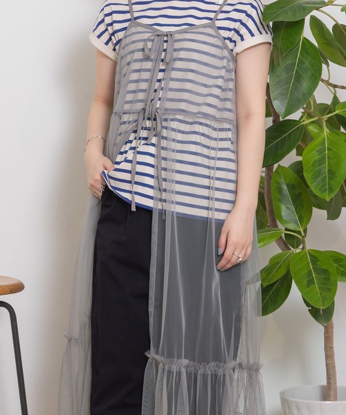 POU DOU DOU（プードゥドゥ）の「チュールティアードワンピース（ワンピース・レディース・グレー/ブラック/ピンク・3）」の22枚目の写真