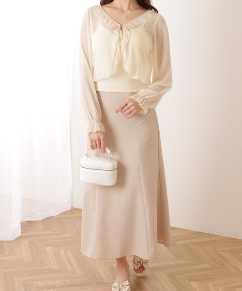 Lace Ladies（レースレディース）の「キャンディ袖 シアー フリル ボレロ カーディガン（カーディガン/ボレロ・レディース・ブラック/アイボリー/ホワイト・M/XL）」の5枚目の写真