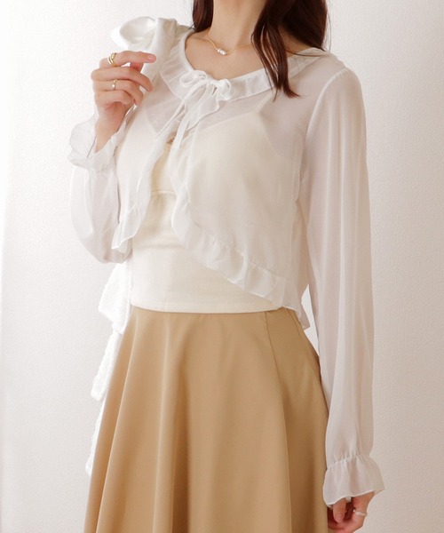 Lace Ladies（レースレディース）の「キャンディ袖 シアー フリル ボレロ カーディガン（カーディガン/ボレロ・レディース・ブラック/アイボリー/ホワイト・M/XL）」の12枚目の写真