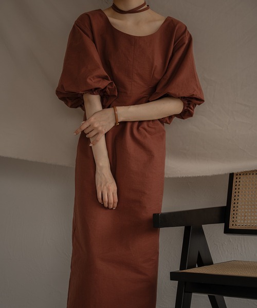 ◆MICHAA バルーンスリーブワンピース セール】ballon sleeve onepiece / バルーンスリーブワンピース