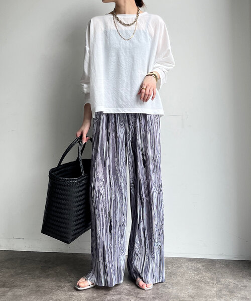 DouDou（ドゥドゥ）の「【WEB限定】プリントプリーツパンツ（その他パンツ・レディース・グレー/イエロー/サックスブルー・FREE）」の21枚目の写真