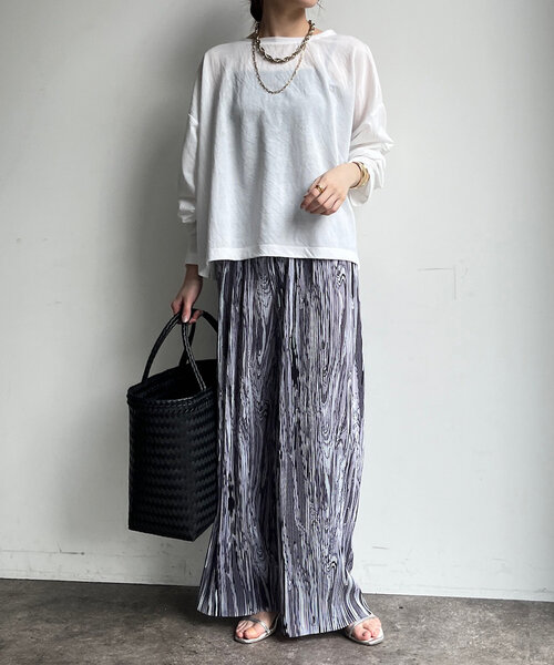 DouDou（ドゥドゥ）の「【WEB限定】プリントプリーツパンツ（その他パンツ・レディース・グレー/イエロー/サックスブルー・FREE）」の22枚目の写真