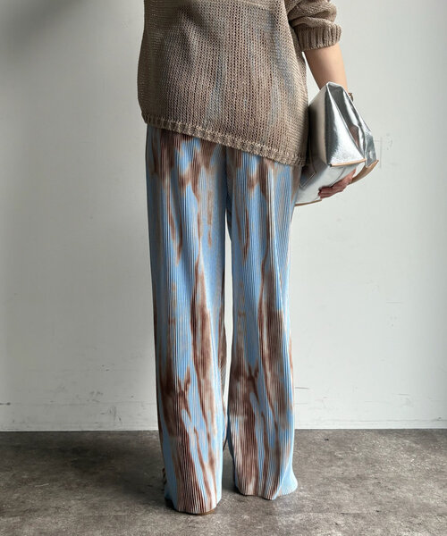 DouDou（ドゥドゥ）の「【WEB限定】プリントプリーツパンツ（その他パンツ・レディース・グレー/イエロー/サックスブルー・FREE）」の5枚目の写真