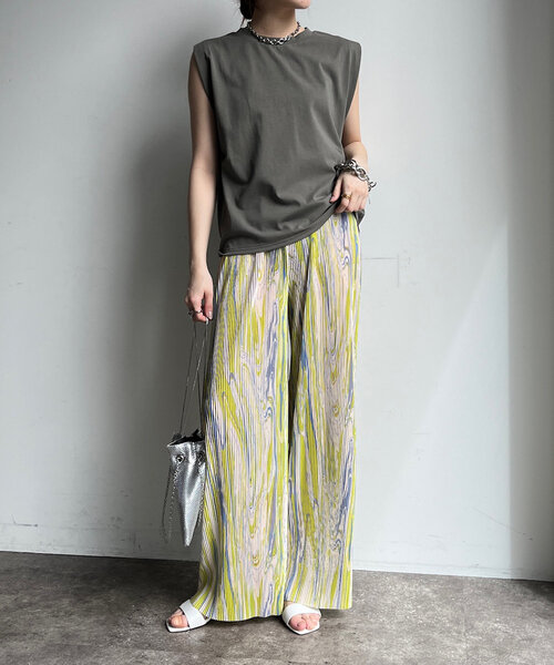 DouDou（ドゥドゥ）の「【WEB限定】プリントプリーツパンツ（その他パンツ・レディース・グレー/イエロー/サックスブルー・FREE）」の12枚目の写真