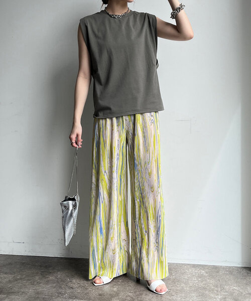 DouDou（ドゥドゥ）の「【WEB限定】プリントプリーツパンツ（その他パンツ・レディース・グレー/イエロー/サックスブルー・FREE）」の14枚目の写真