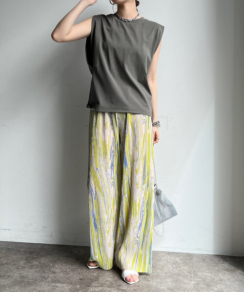 DouDou（ドゥドゥ）の「【WEB限定】プリントプリーツパンツ（その他パンツ・レディース・グレー/イエロー/サックスブルー・FREE）」の15枚目の写真