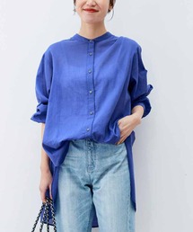 リブ　イン　コンフォート　後ろたっぷりギャザーがかわいい　コットンシアーロングシャツ