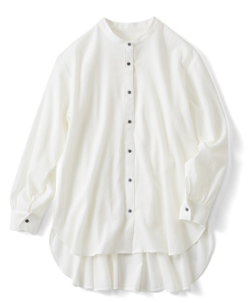 Live in comfort（リブインコンフォート）の「リブ　イン　コンフォート　後ろたっぷりギャザーがかわいい　コットンシアーロングシャツ（シャツ/ブラウス・レディース・ライム/オフホワイト/ブルー・X-LARGE/LARGE/MEDIUM/XX-LARGE/SMALL/XXX-LARGE）」の11枚目の写真