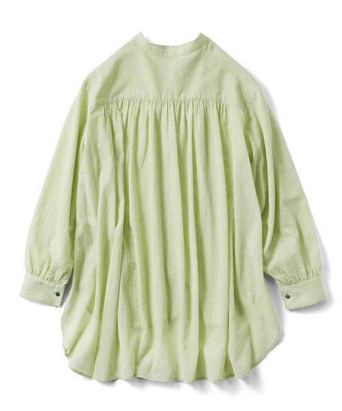 Live in comfort（リブインコンフォート）の「リブ　イン　コンフォート　後ろたっぷりギャザーがかわいい　コットンシアーロングシャツ（シャツ/ブラウス・レディース・ライム/オフホワイト/ブルー・X-LARGE/LARGE/MEDIUM/XX-LARGE/SMALL/XXX-LARGE）」の12枚目の写真