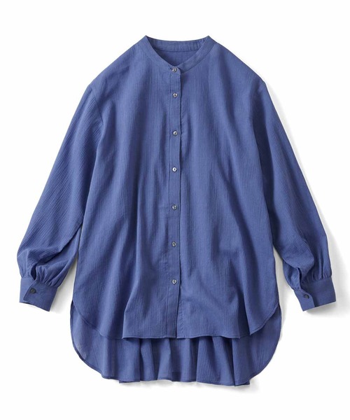 Live in comfort（リブインコンフォート）の「リブ　イン　コンフォート　後ろたっぷりギャザーがかわいい　コットンシアーロングシャツ（シャツ/ブラウス・レディース・ライム/オフホワイト/ブルー・X-LARGE/LARGE/MEDIUM/XX-LARGE/SMALL/XXX-LARGE）」の13枚目の写真