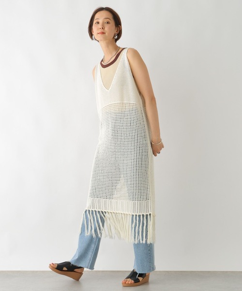 LEPSIM(レプシィム)の「7ゲージレイヤードフリンジワンピース 113038(ワンピース・レディース・オフホワイト/ブラック・FREE)」の13枚目の写真