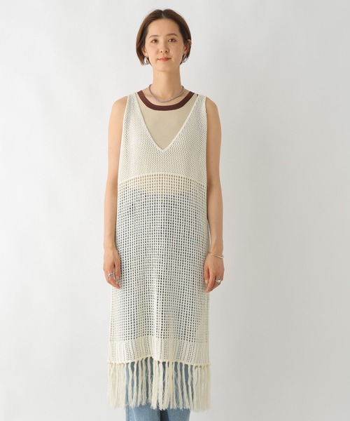LEPSIM(レプシィム)の「7ゲージレイヤードフリンジワンピース 113038(ワンピース・レディース・オフホワイト/ブラック・FREE)」の15枚目の写真