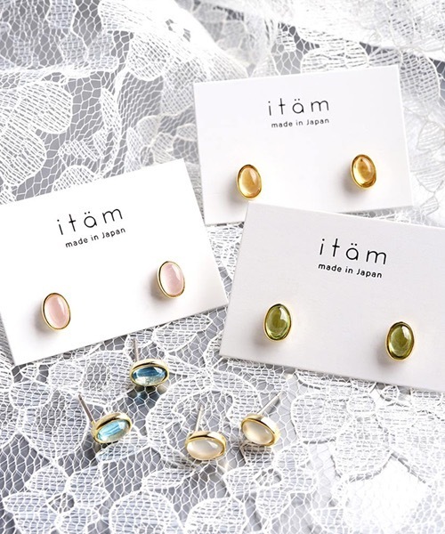 itam（アイタム）の「【itam】アイタム/ 天然石　NATURAL STONE オーバル ブラスピアス（ピアス（両耳用）・レディース・ホワイト/その他/ブルー/イエロー/ピンク・FREE）」の7枚目の写真