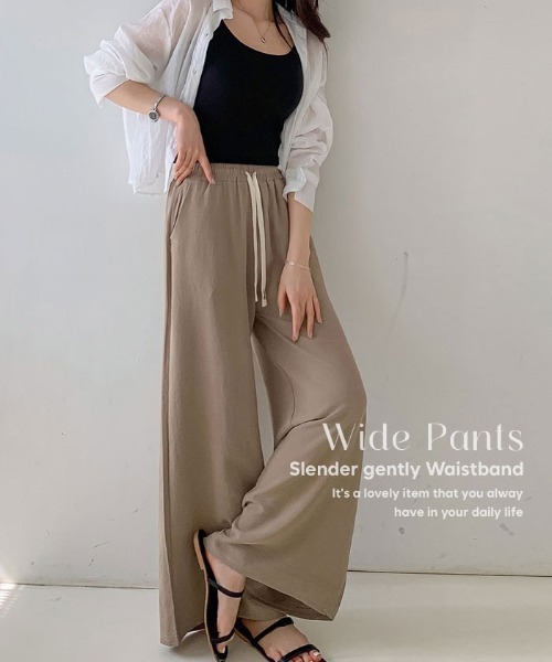 VIVID LADY(ビビッドレディー)の「夏ワイドパンツ レディース ボトムス(その他パンツ・レディース・ベージュ/ブラック/カーキ・FREE)」の10枚目の写真