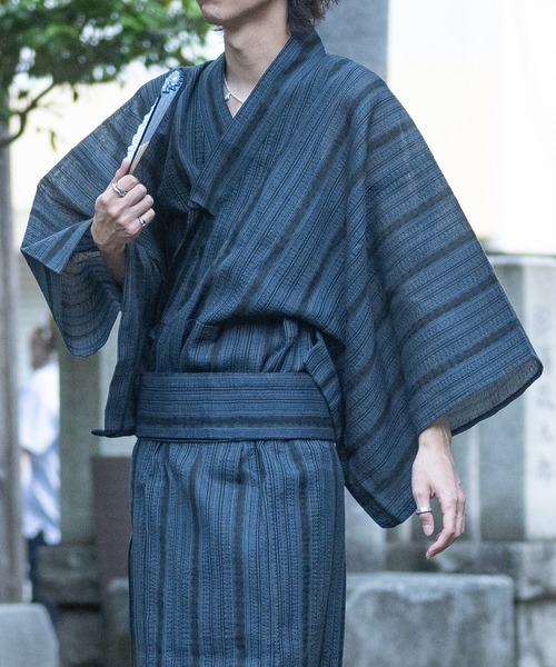 JOHN'S CLOSET（ジョンズクローゼット）の「【13】しじら織り浴衣〔4点セット〕（浴衣・メンズ・グレー/チャコールグレー/ブラック/ネイビー/ブラック系その他・MEDIUM/LARGE/X-LARGE）」の5枚目の写真