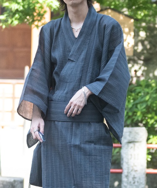 JOHN'S CLOSET（ジョンズクローゼット）の「【13】しじら織り浴衣〔4点セット〕（浴衣・メンズ・グレー/チャコールグレー/ブラック/ネイビー/ブラック系その他・MEDIUM/LARGE/X-LARGE）」の4枚目の写真