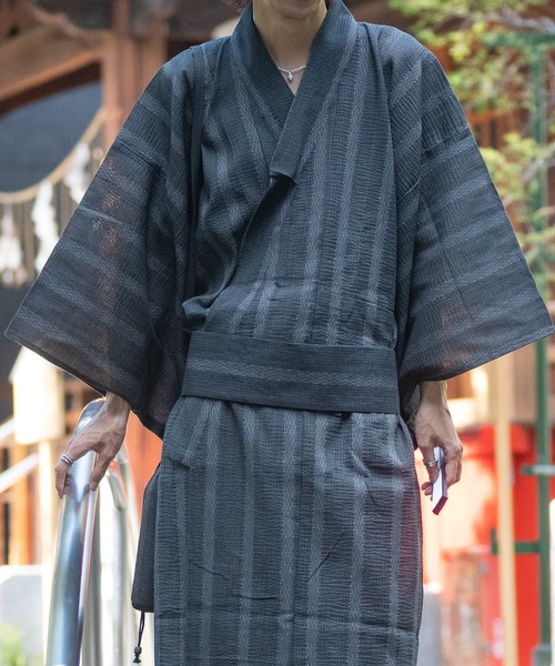 JOHN'S CLOSET（ジョンズクローゼット）の「【13】しじら織り浴衣〔4点セット〕（浴衣・メンズ・グレー/チャコールグレー/ブラック/ネイビー/ブラック系その他・MEDIUM/LARGE/X-LARGE）」の12枚目の写真