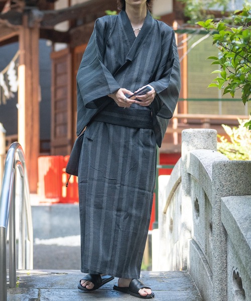 JOHN'S CLOSET（ジョンズクローゼット）の「【13】しじら織り浴衣〔4点セット〕（浴衣・メンズ・グレー/チャコールグレー/ブラック/ネイビー/ブラック系その他・MEDIUM/LARGE/X-LARGE）」の14枚目の写真