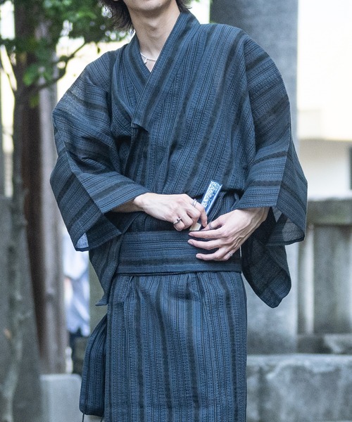 JOHN'S CLOSET（ジョンズクローゼット）の「【13】しじら織り浴衣〔4点セット〕（浴衣・メンズ・グレー/チャコールグレー/ブラック/ネイビー/ブラック系その他・MEDIUM/LARGE/X-LARGE）」の20枚目の写真