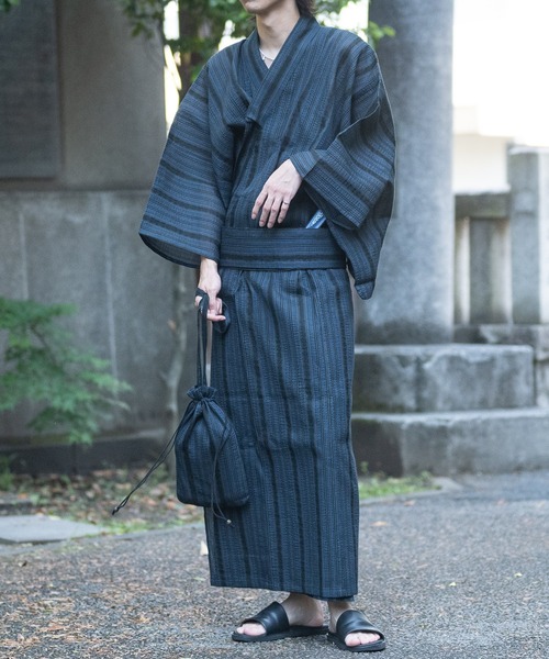 JOHN'S CLOSET（ジョンズクローゼット）の「【13】しじら織り浴衣〔4点セット〕（浴衣・メンズ・グレー/チャコールグレー/ブラック/ネイビー/ブラック系その他・MEDIUM/LARGE/X-LARGE）」の21枚目の写真