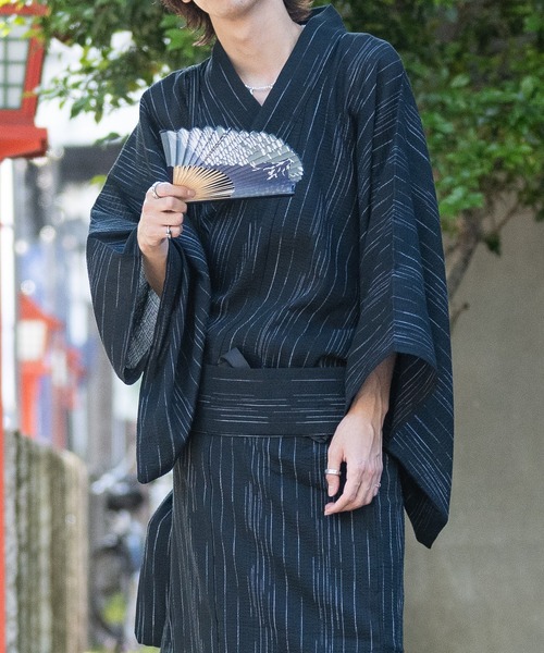 JOHN'S CLOSET（ジョンズクローゼット）の「【13】しじら織り浴衣〔4点セット〕（浴衣・メンズ・グレー/チャコールグレー/ブラック/ネイビー/ブラック系その他・MEDIUM/LARGE/X-LARGE）」の6枚目の写真