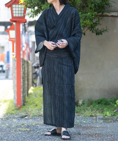 JOHN'S CLOSET（ジョンズクローゼット）の「【13】しじら織り浴衣〔4点セット〕（浴衣・メンズ・グレー/チャコールグレー/ブラック/ネイビー/ブラック系その他・MEDIUM/LARGE/X-LARGE）」の8枚目の写真