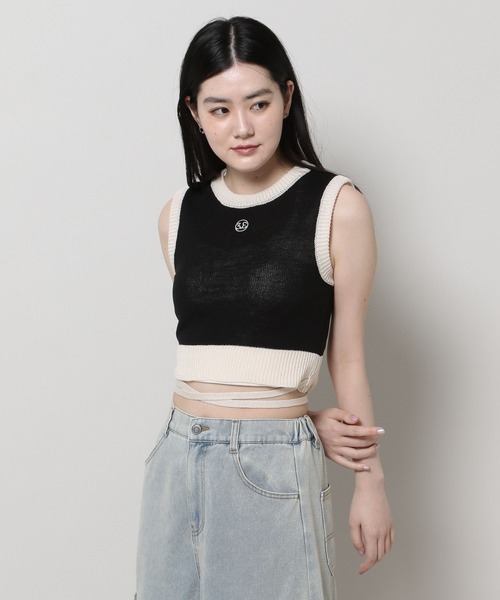 3.3 Field Trip （3.3フィールドトリップ）の「3.3 Field Trip／バイカラーニットベスト（ベスト・レディース・ブラック/ホワイト・FREE）」の12枚目の写真