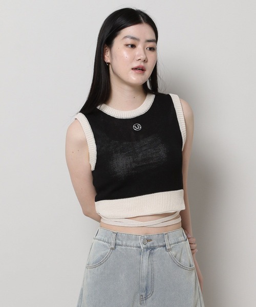 3.3 Field Trip （3.3フィールドトリップ）の「3.3 Field Trip／バイカラーニットベスト（ベスト・レディース・ブラック/ホワイト・FREE）」の13枚目の写真