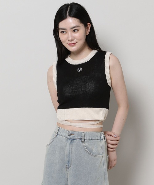 3.3 Field Trip （3.3フィールドトリップ）の「3.3 Field Trip／バイカラーニットベスト（ベスト・レディース・ブラック/ホワイト・FREE）」の15枚目の写真