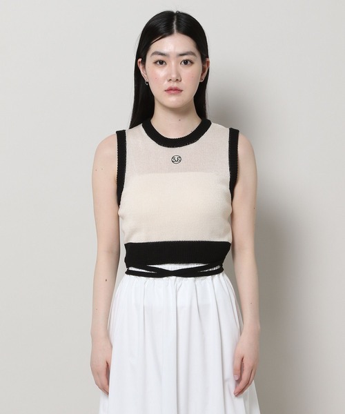 3.3 Field Trip （3.3フィールドトリップ）の「3.3 Field Trip／バイカラーニットベスト（ベスト・レディース・ブラック/ホワイト・FREE）」の17枚目の写真