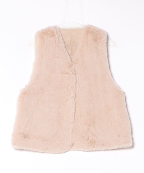 Q（キュー）の「リバーフェイクファーベスト（ベスト・レディース・ベージュ/グレイッシュベージュ・MEDIUM）」の4枚目の写真