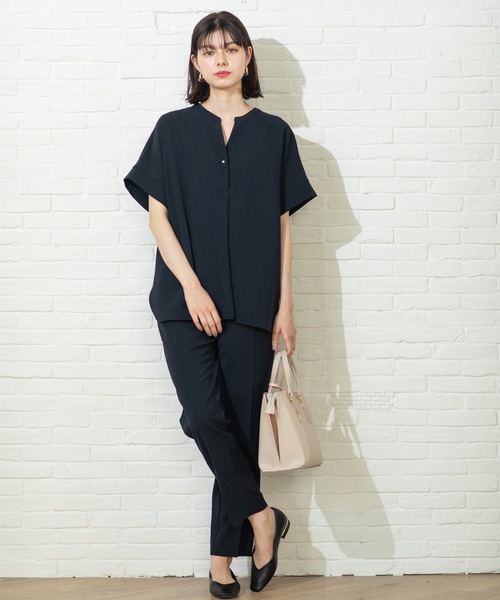 OPAQUE.CLIP（オペークドットクリップ）の「◆《SS-LLsize≫パール調ボタンスキッパーブラウス/セットアップ対応【防シワ/ストレッチ/抗ピル/洗濯機洗い可】（シャツ/ブラウス・レディース・ネイビー/キャメル/ブラック/ライトベージュ・40/38/42/36/34）」の10枚目の写真